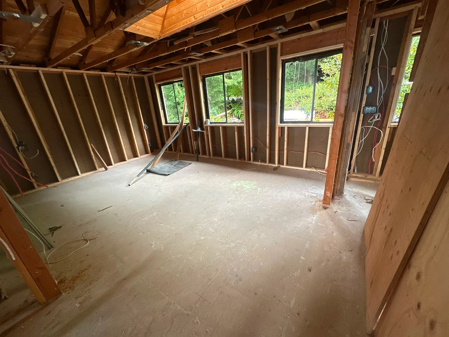 Open interior framing in a Vancouver renovation project